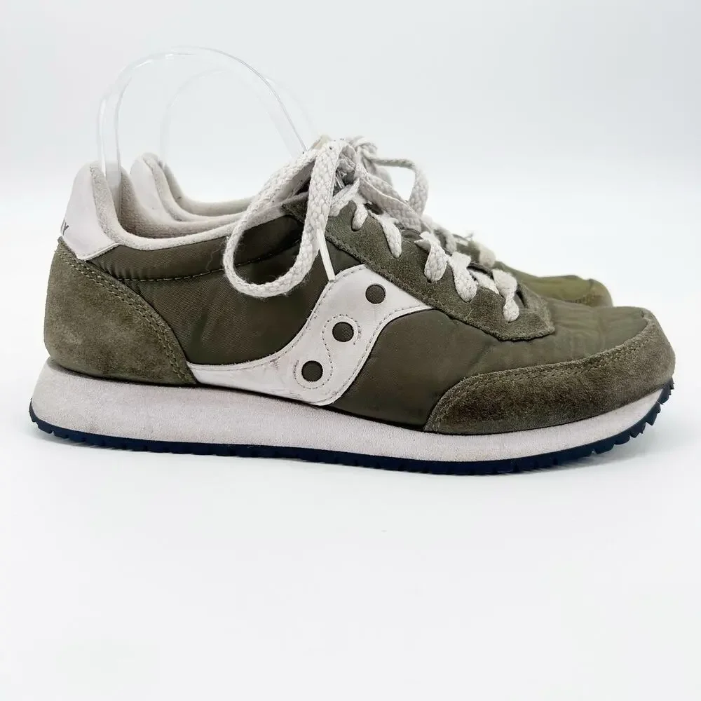 Saucony Logan MV Olive Green Nylon Suede Retro Runner Sneakers Women's 8 Y2K - Picture 7 of 12
